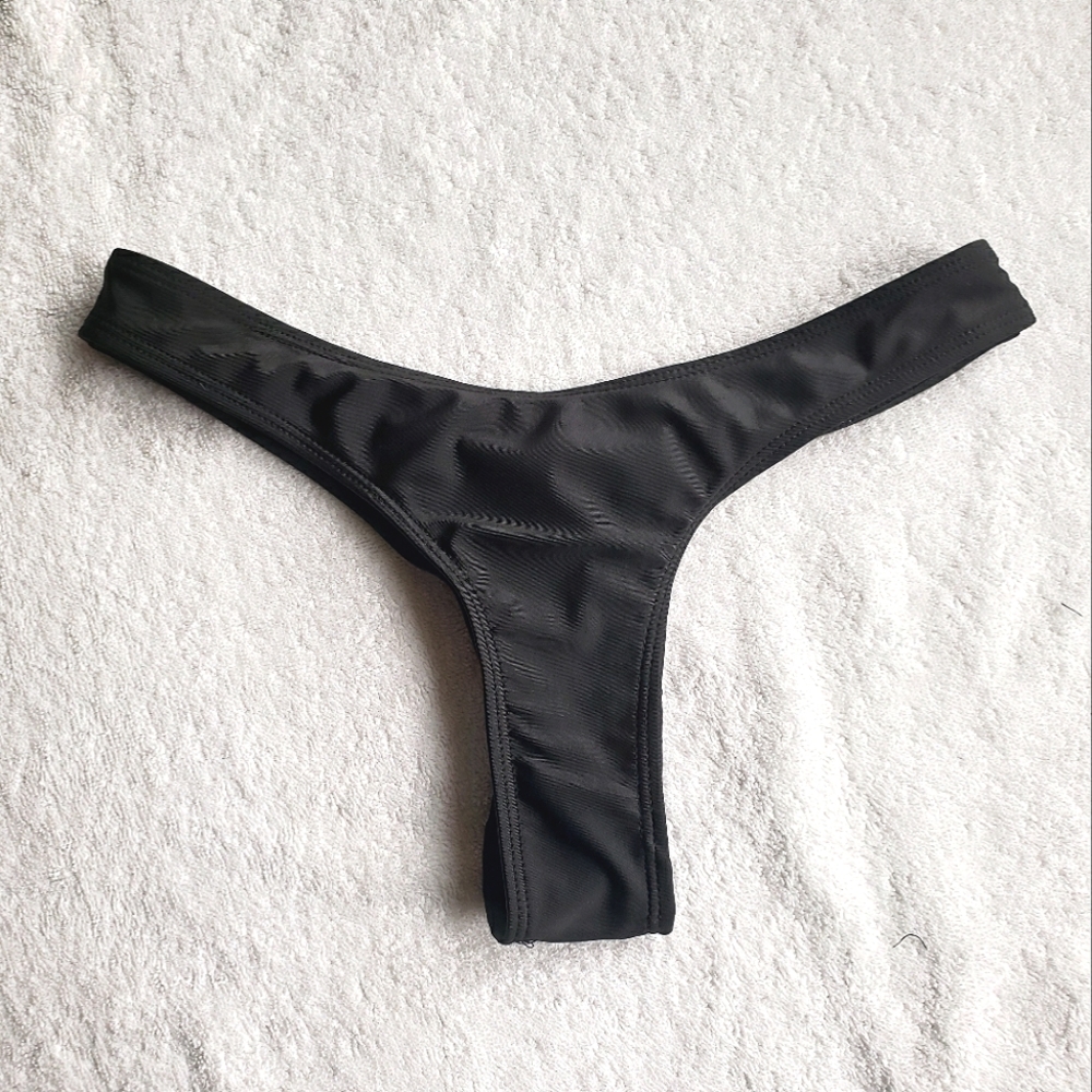 Black Scrunch butt Thong Bikini Bottoms